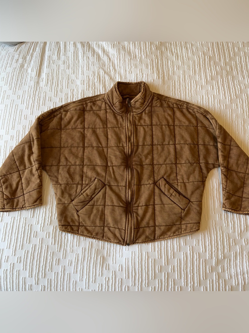 Free People Dolman Quilted Knit Jacket in Toasted Coconut
